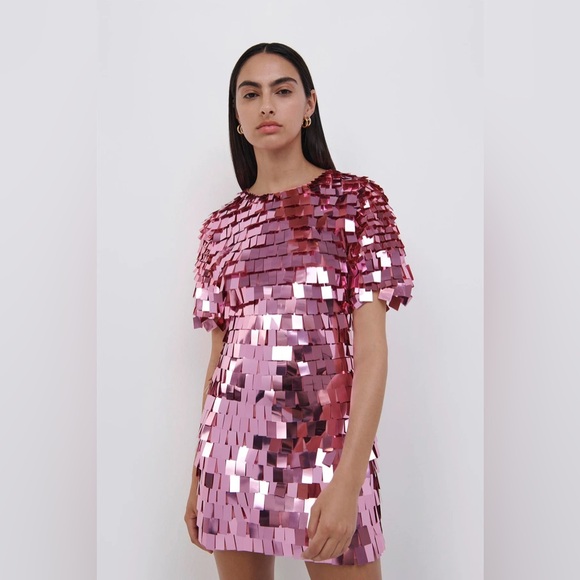 open lace back dress Alayna Sequin Mini Dress  SIMKHAI